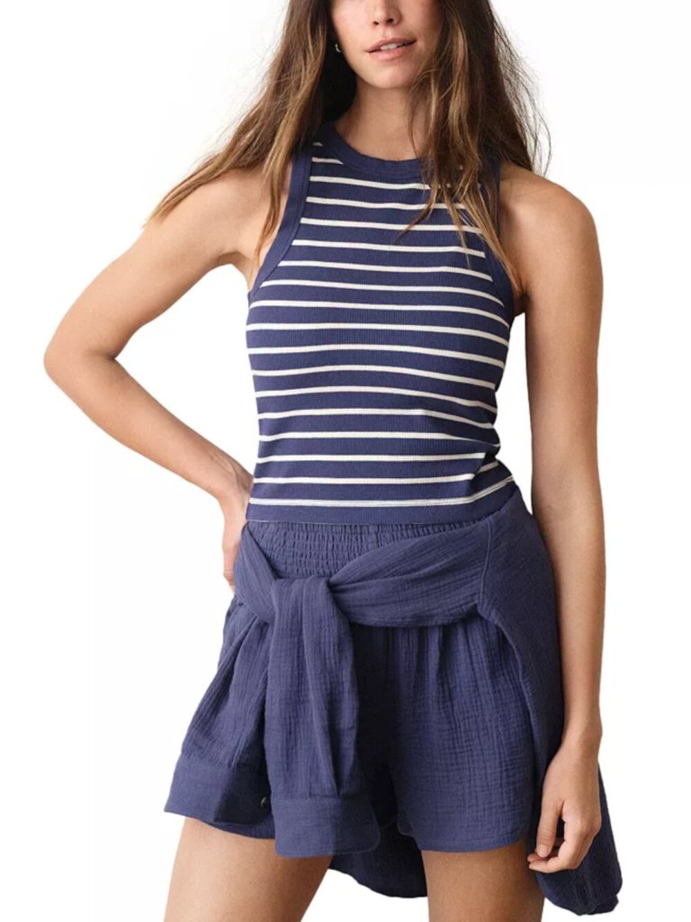 Lexi Rib Sun In High Neck Crop Tank
